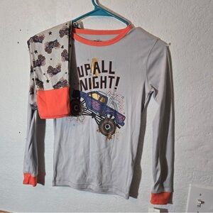 OshKosh B'gosh Light Gray and Orange Monster Truck Pajama Top
